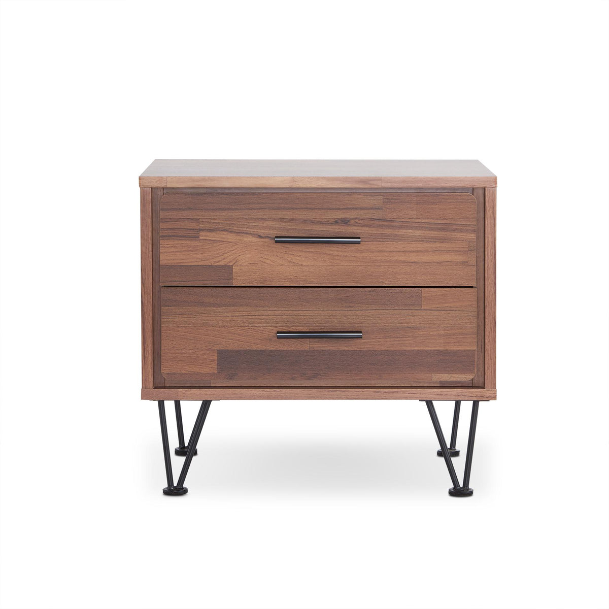18" Brown Wood Two Drawer Nightstand