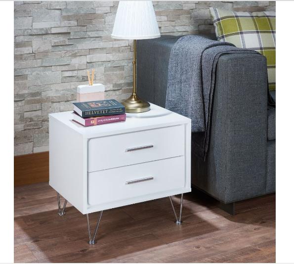 18" Wood Two Drawer Nightstand