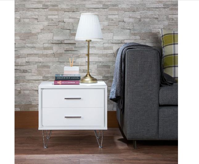 18" Wood Two Drawer Nightstand