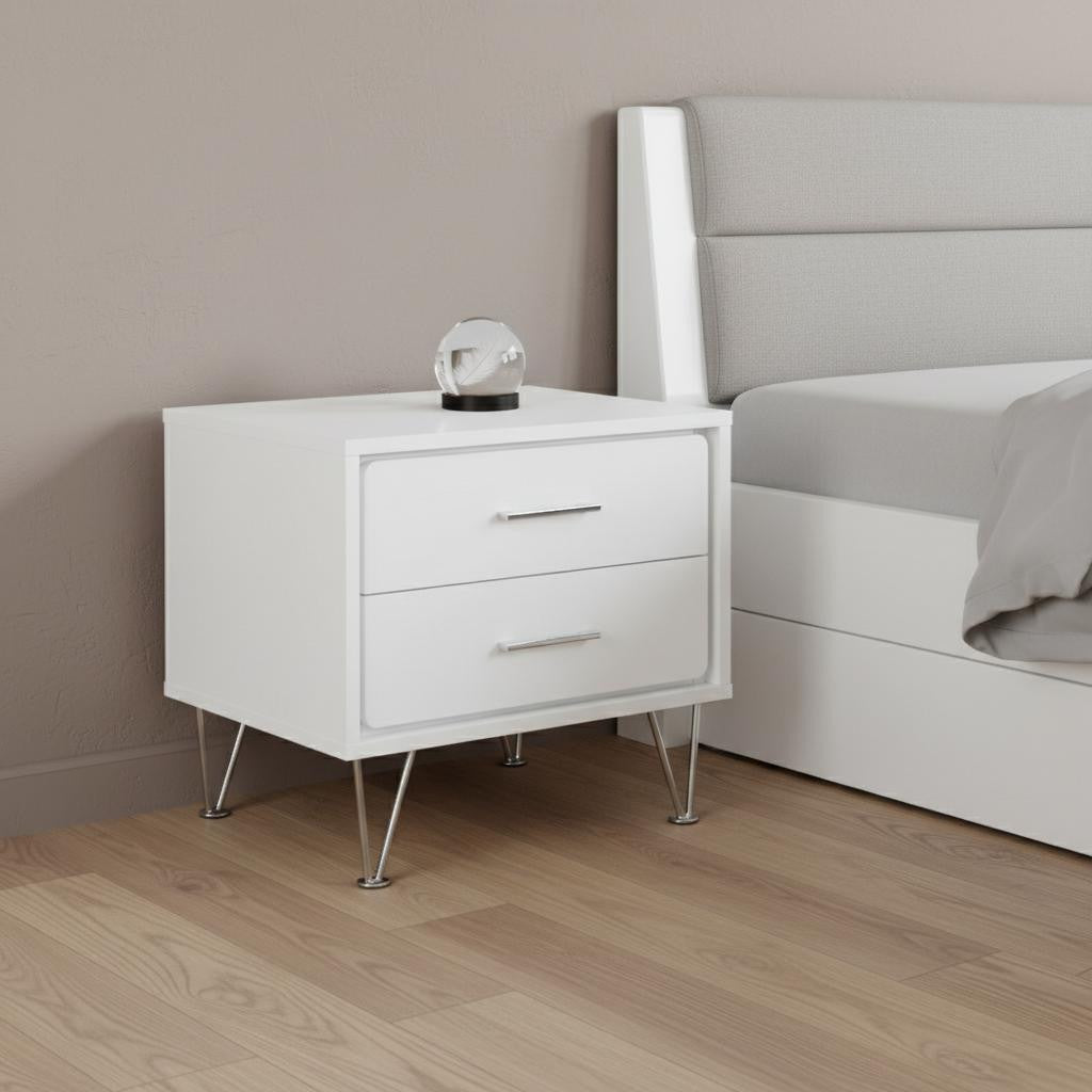 18" Wood Two Drawer Nightstand