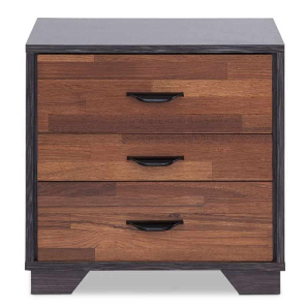 19" Espresso Wood Three Drawer Nightstand