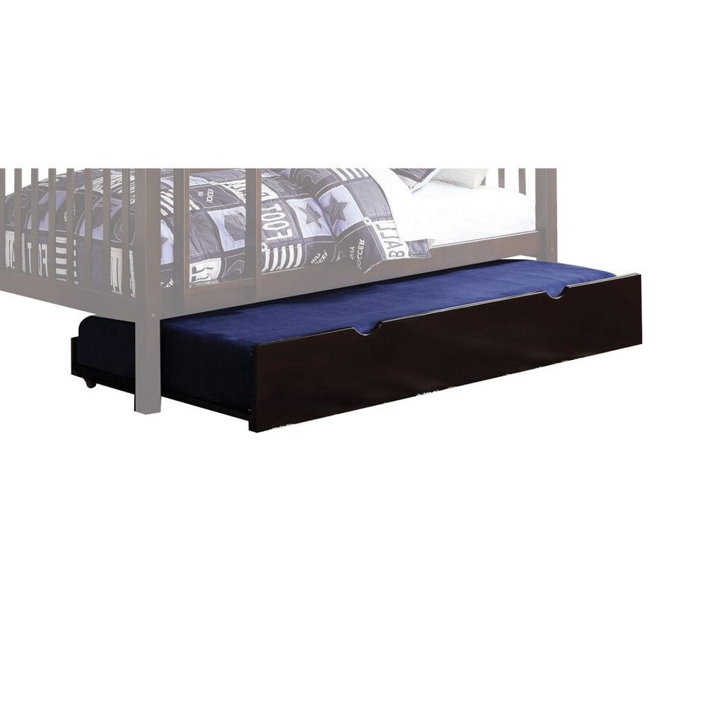 Espresso Solid Wood Twin Bed Frame With Trundle