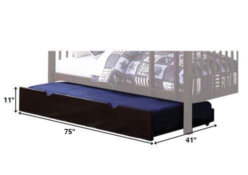 Espresso Solid Wood Twin Bed Frame With Trundle