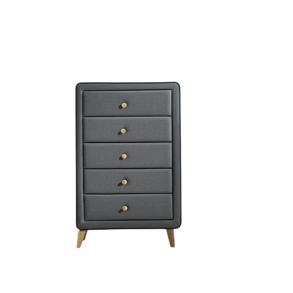 32" Light Gray Wood Five Drawer Dresser