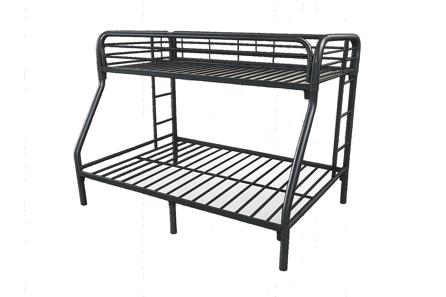 84" X 62" X 65" Twin Xl Over Queen Black Metal Tube Bunk Bed