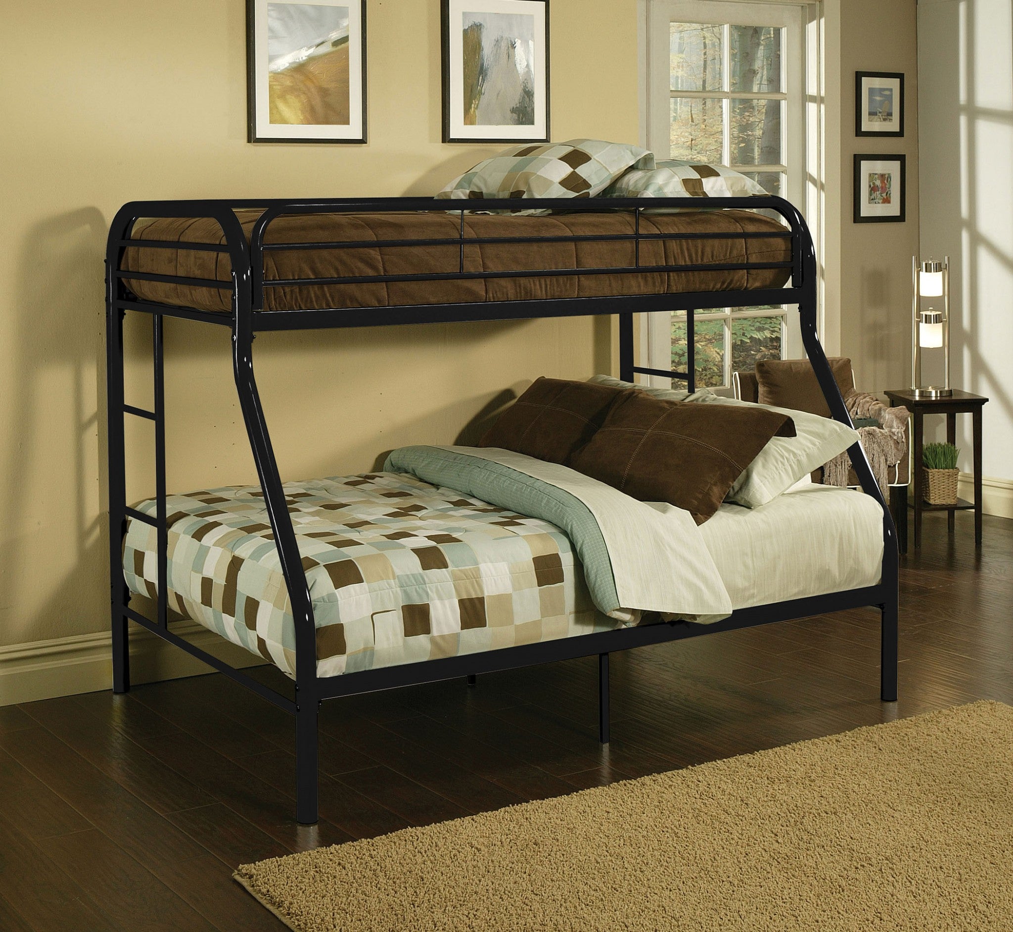 Black Twin Over Full Contemporary Metal Bunk Bed