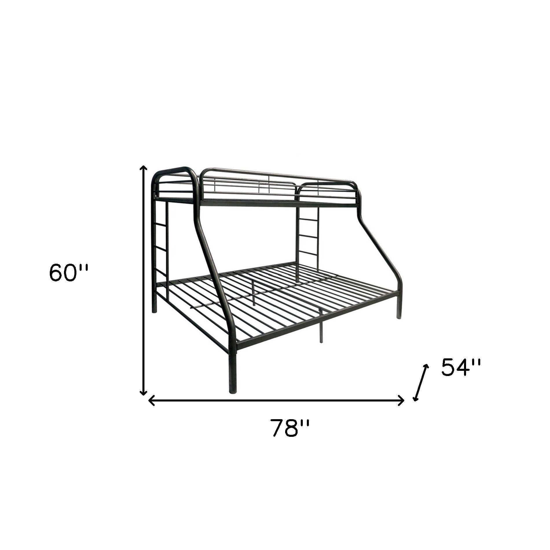 Black Twin Over Full Contemporary Metal Bunk Bed