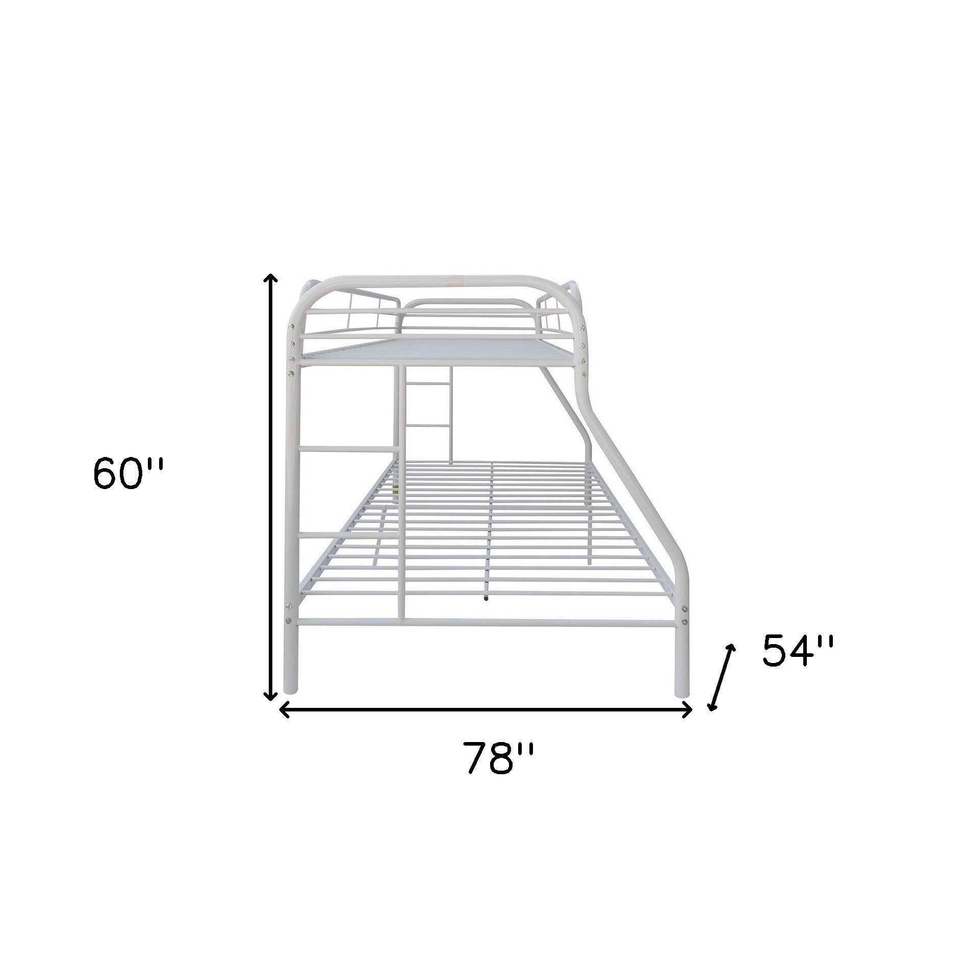 78" X 54" X 60" Twin Over Full Blue Metal Tube Bunk Bed