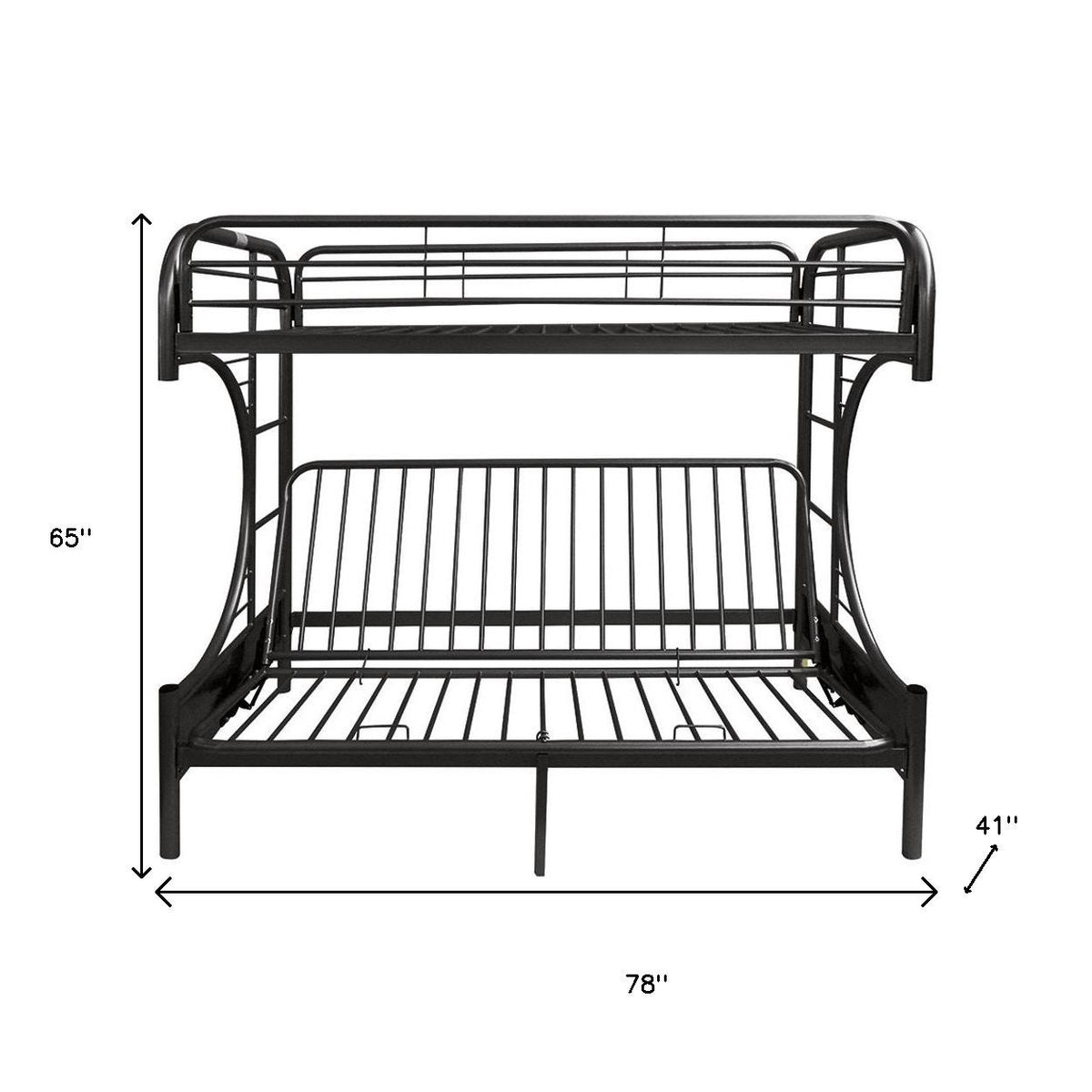 Black Twin Over Full Contemporary Metal Bunk Bed