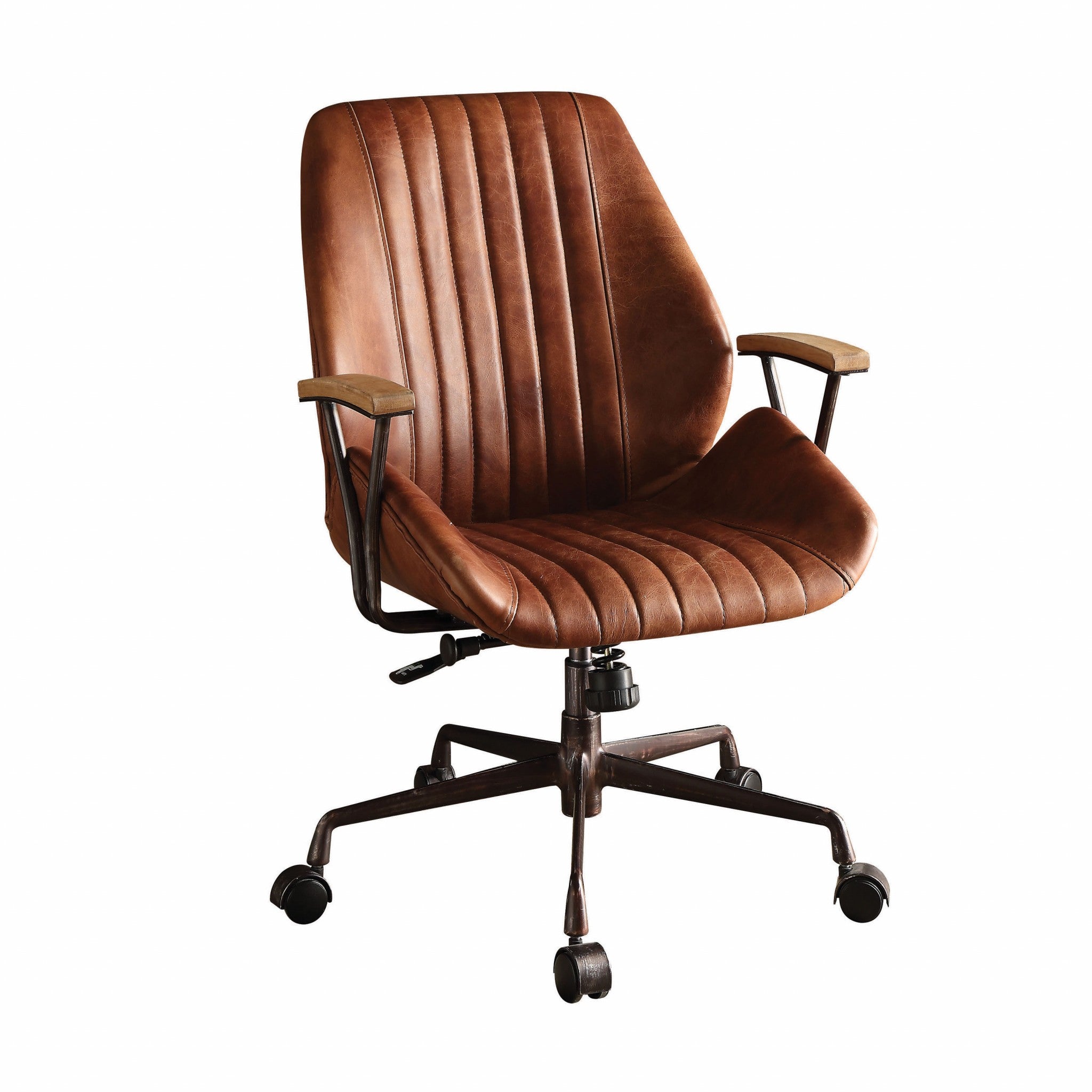 Black and Dark Brown Adjustable Swivel Leather Rolling Executive Office Chair