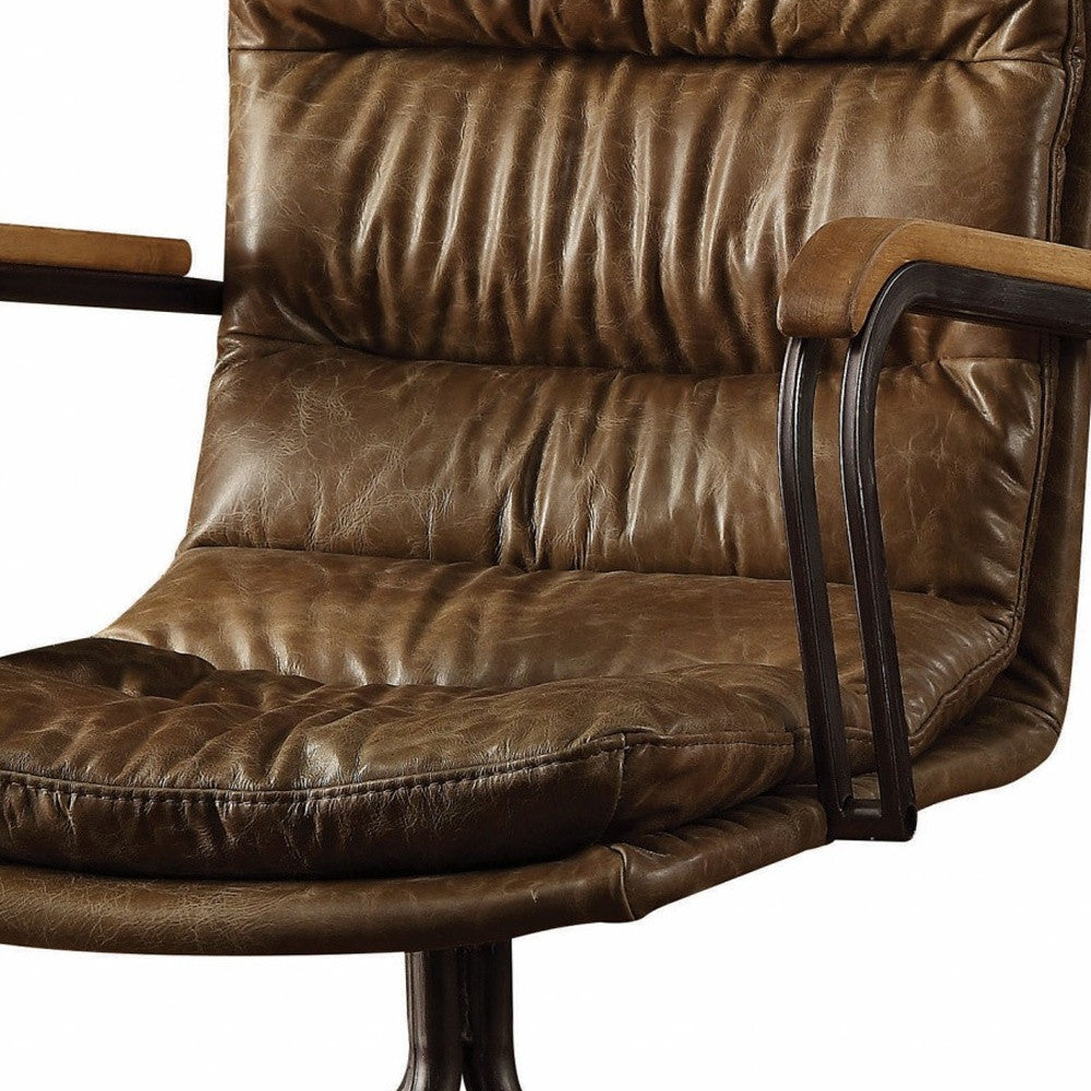 Coffee and Dark Brown Swivel Leather Rolling Executive Office Chair