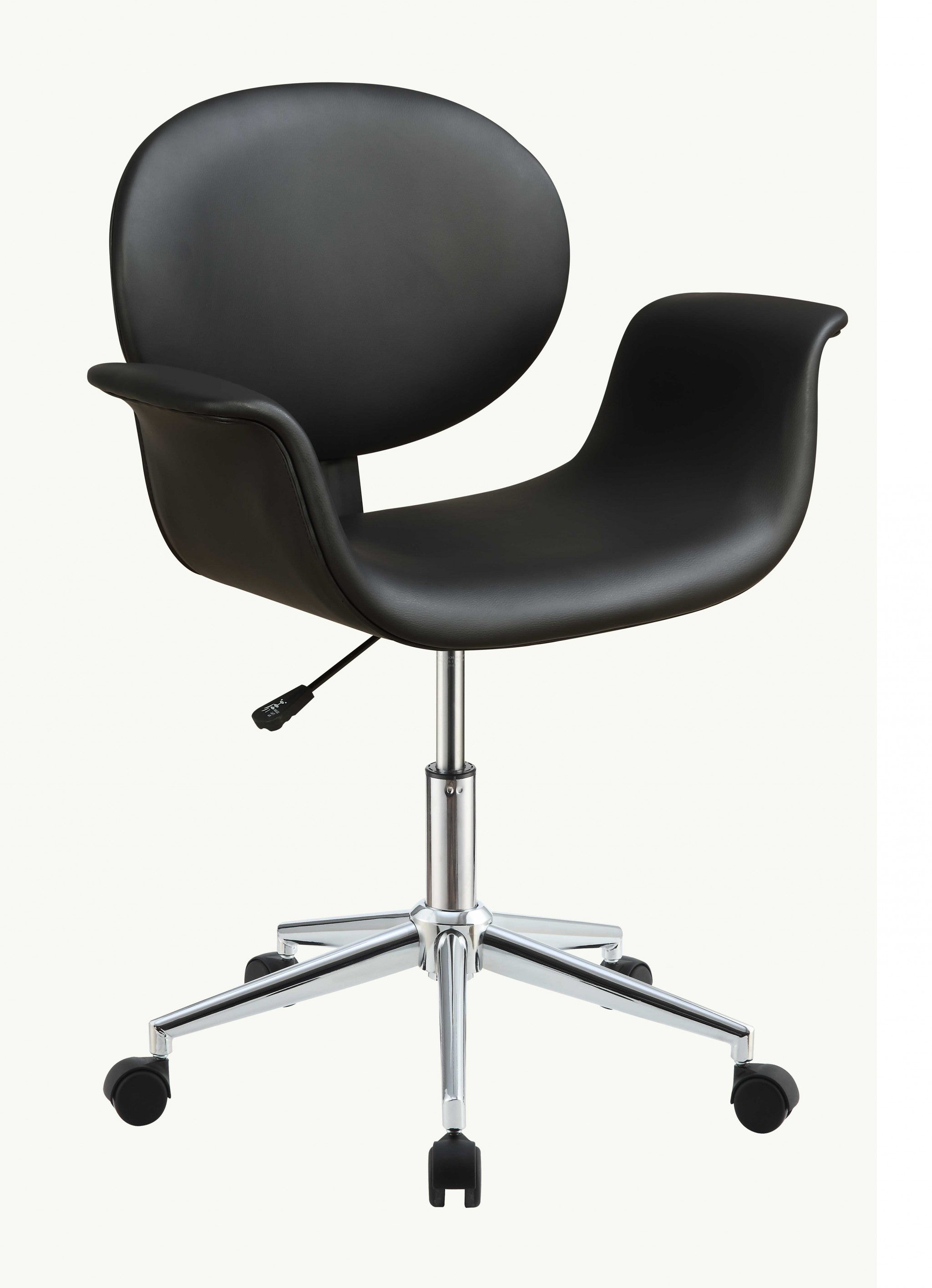 Black Faux Leather Tufted Seat Swivel Adjustable Task Chair Leather Back Steel Frame