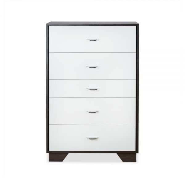 32" Brown and White Five Drawer Standard Chest