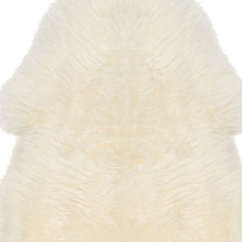 2' X 3' White Natural New Zealand Sheepskin Wool Area Rug