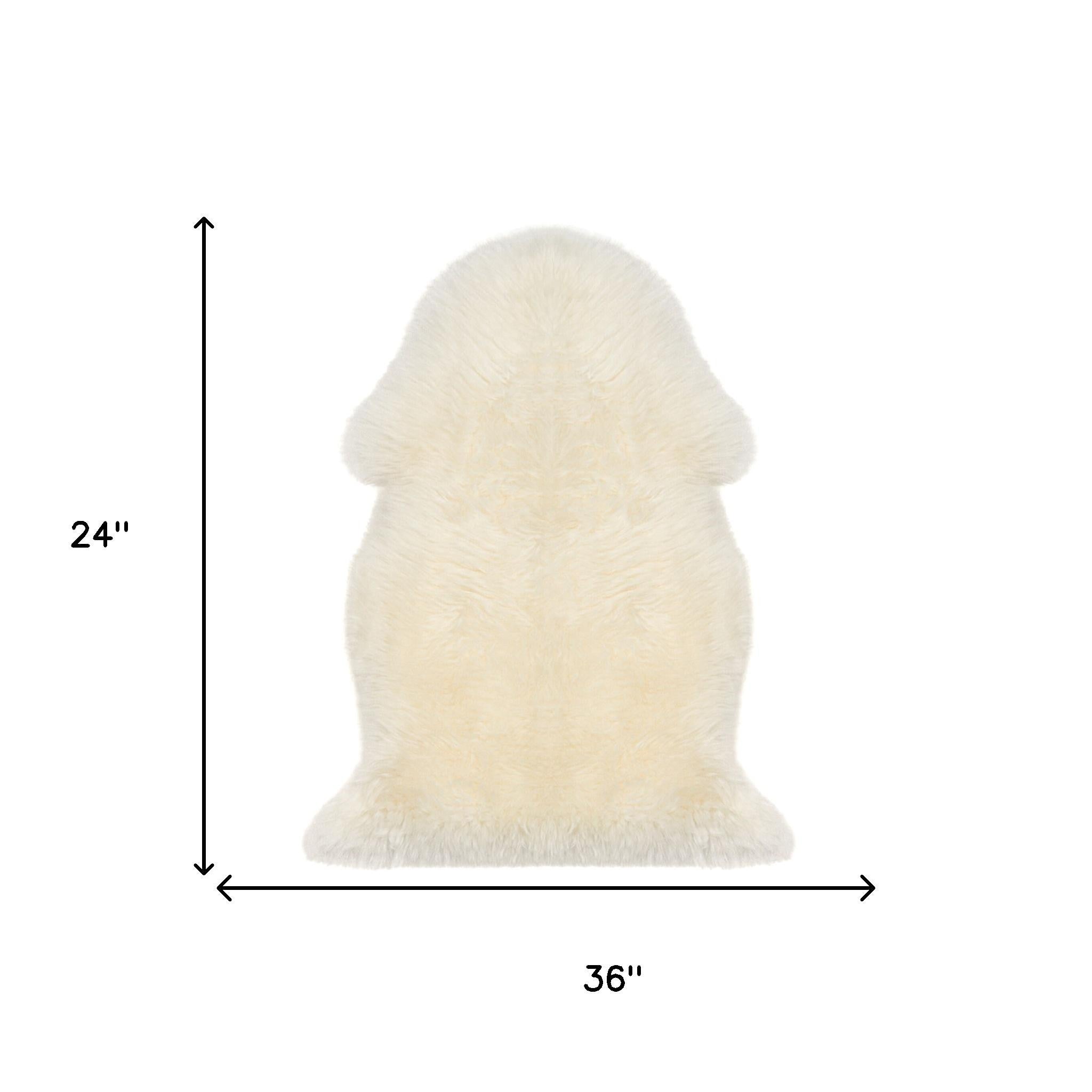 2' X 3' White Natural New Zealand Sheepskin Wool Area Rug