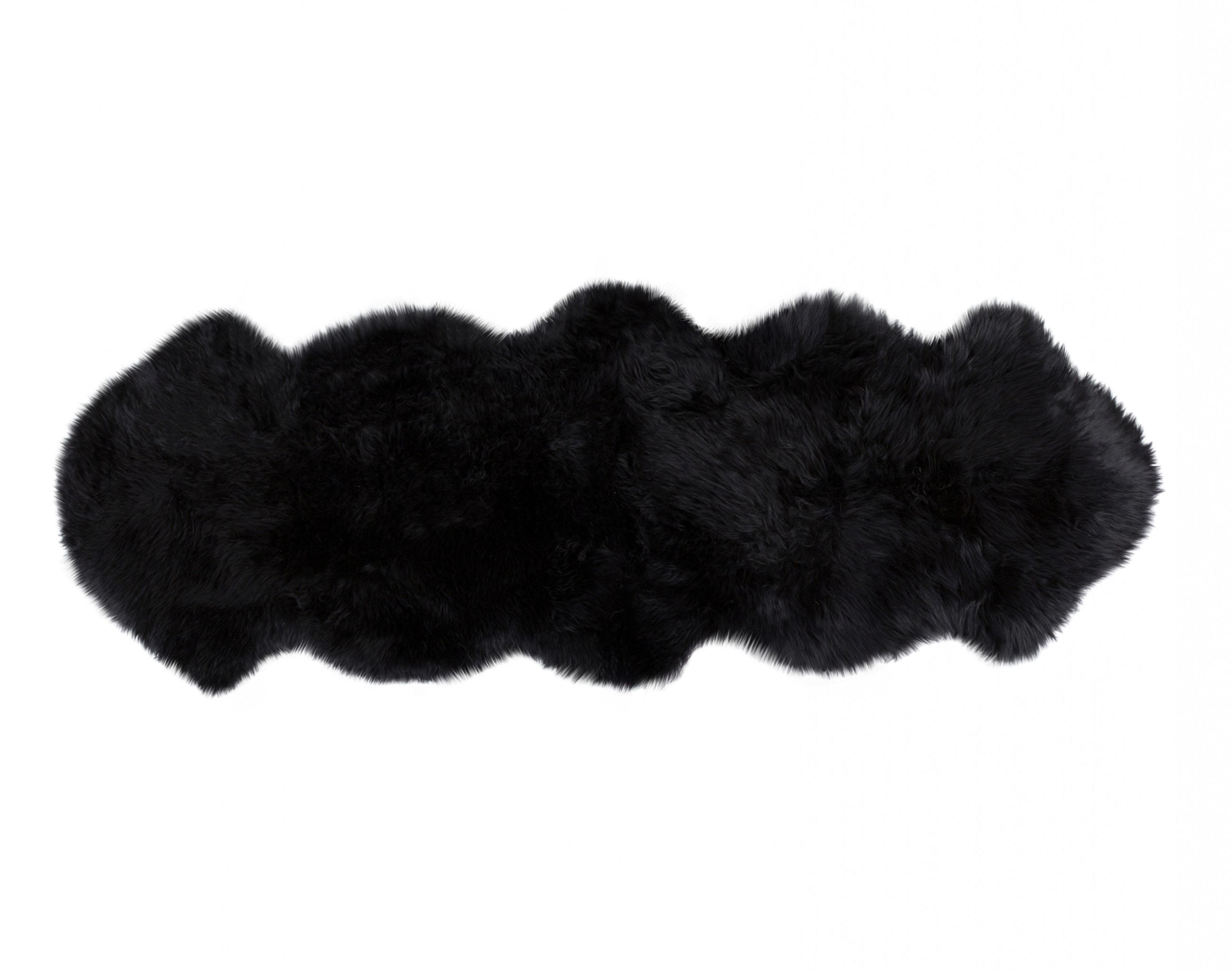 6' Black Genuine Sheepskin Animal Print Shag Area Rug
