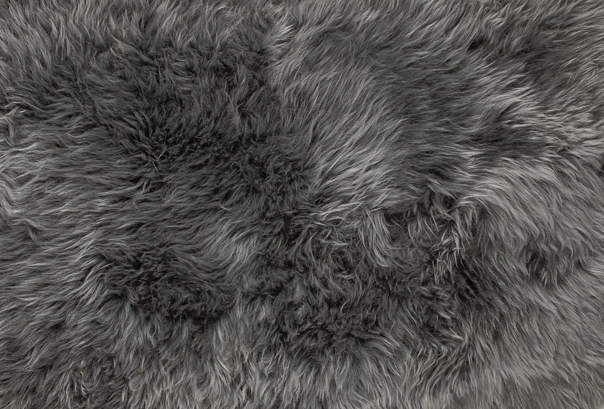 6' Gray Genuine Sheepskin Animal Print Shag Area Rug