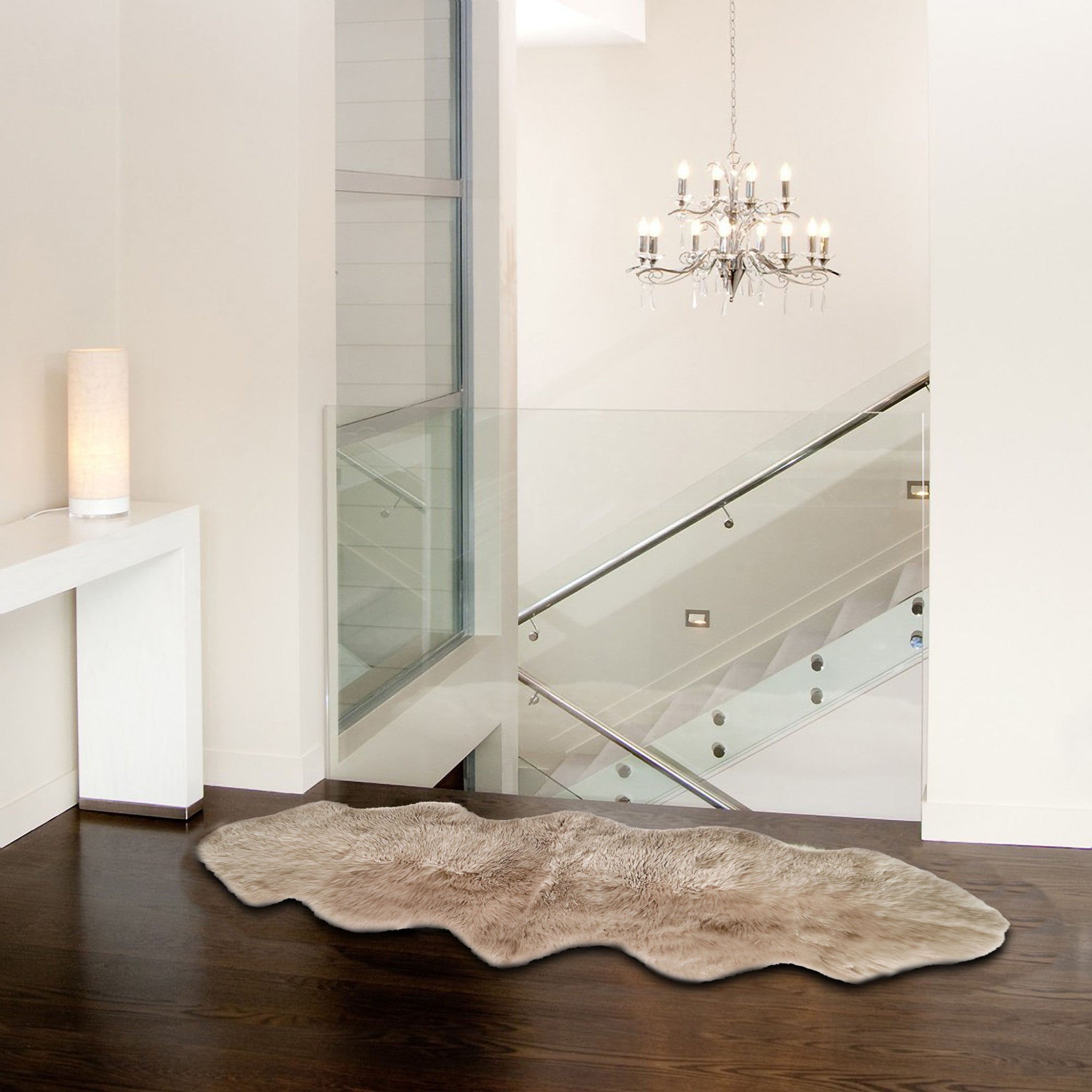 6' Taupe Genuine Sheepskin Area Rug