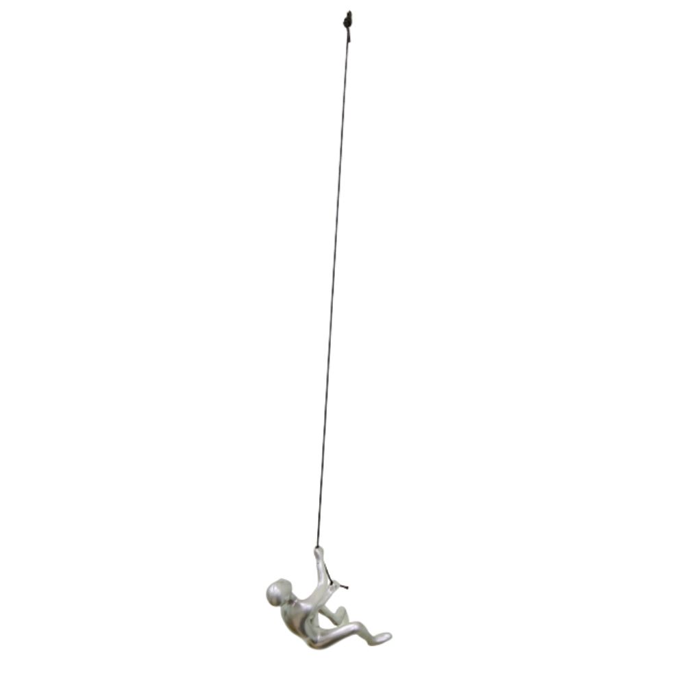 6" X 4" Silver Resin Climbing Man Hanging Dimensional Sculpture