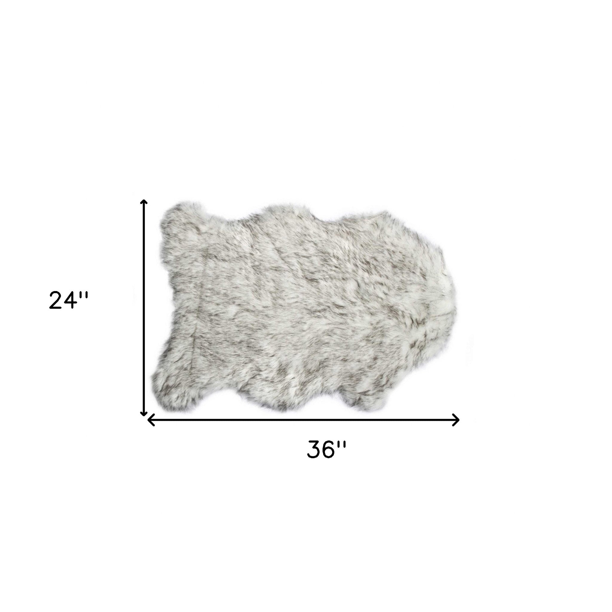 2' X 3' Gray Faux Sheepskin Washable Area Rug