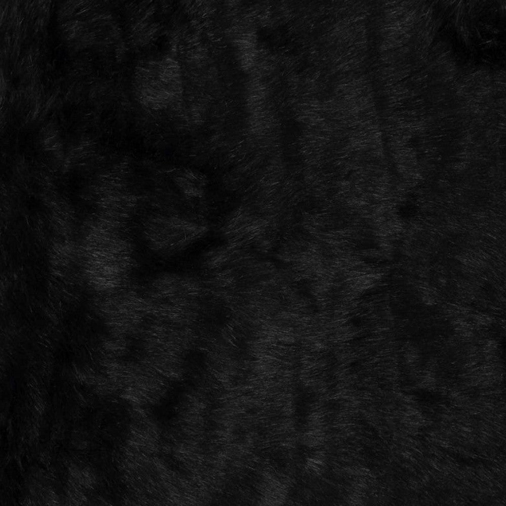 2' X 3' Black Faux Fur Animal Print Area Rug