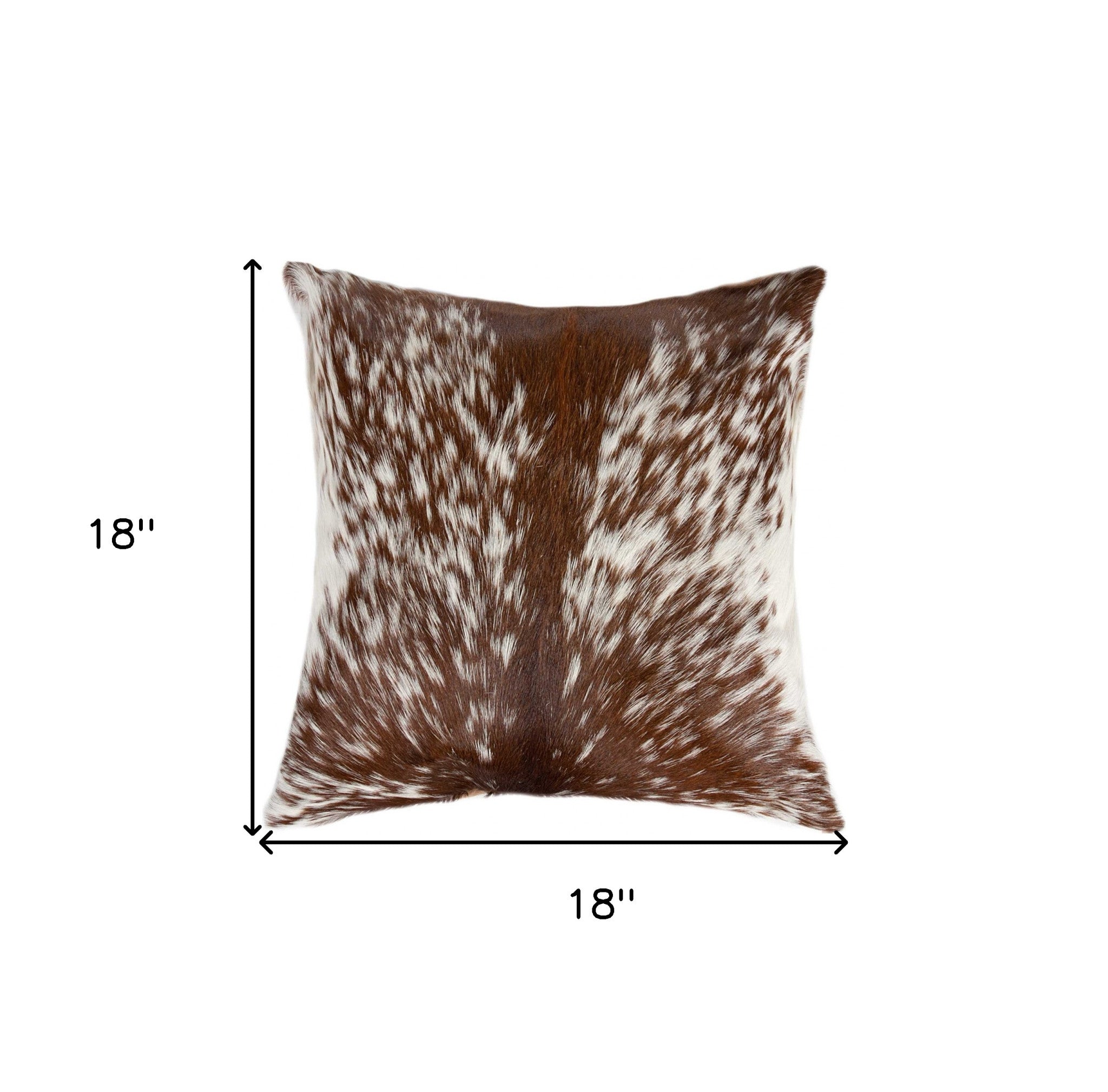 18" Brown and White Cowhide Throw Pillow
