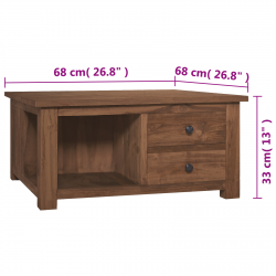 vidaXL Coffee Table 26.8"x26.8"x13" Solid Teak Wood-8