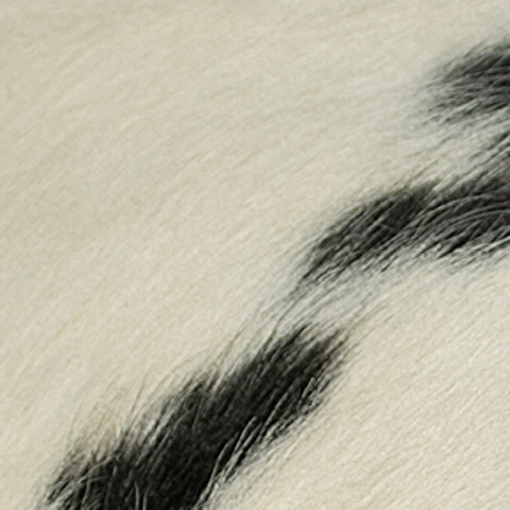 18" White And Black Cowhide Throw Pillow