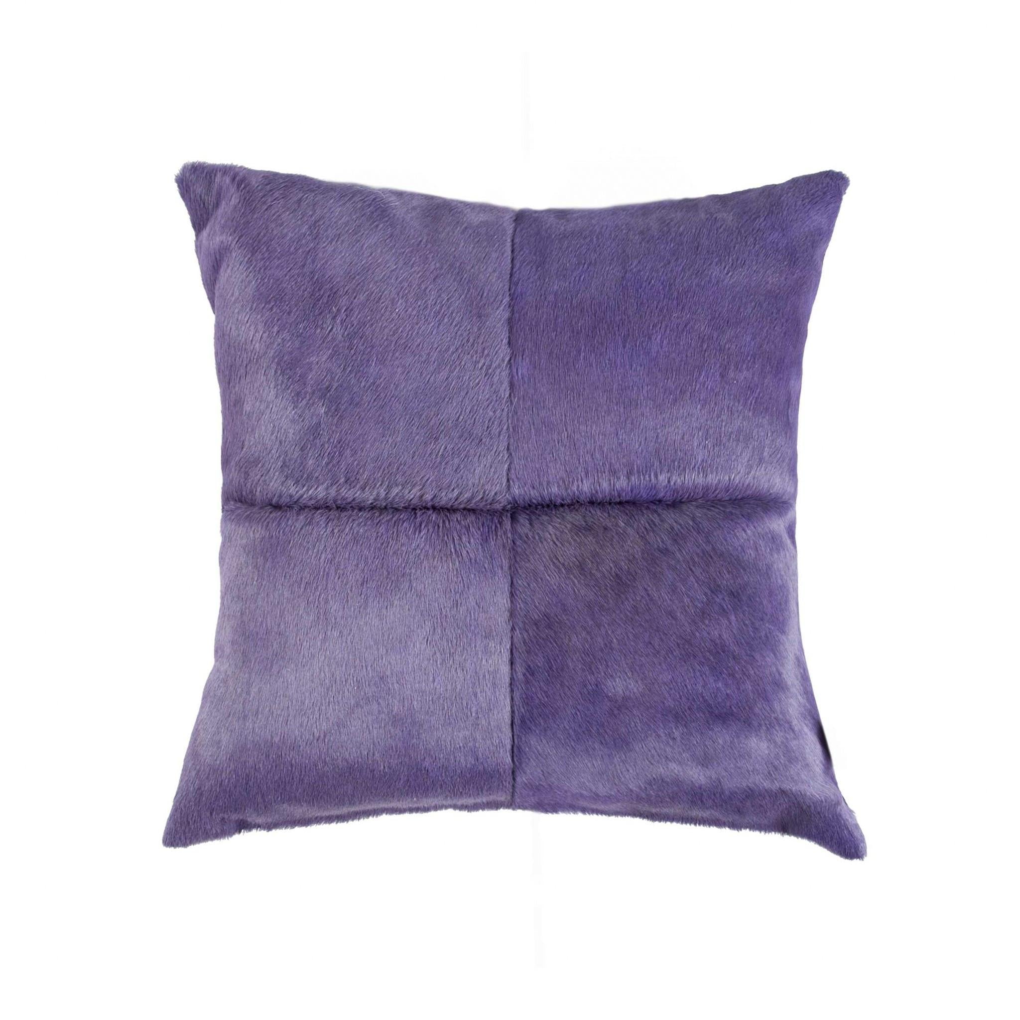 18" Purple Cowhide Throw Pillow