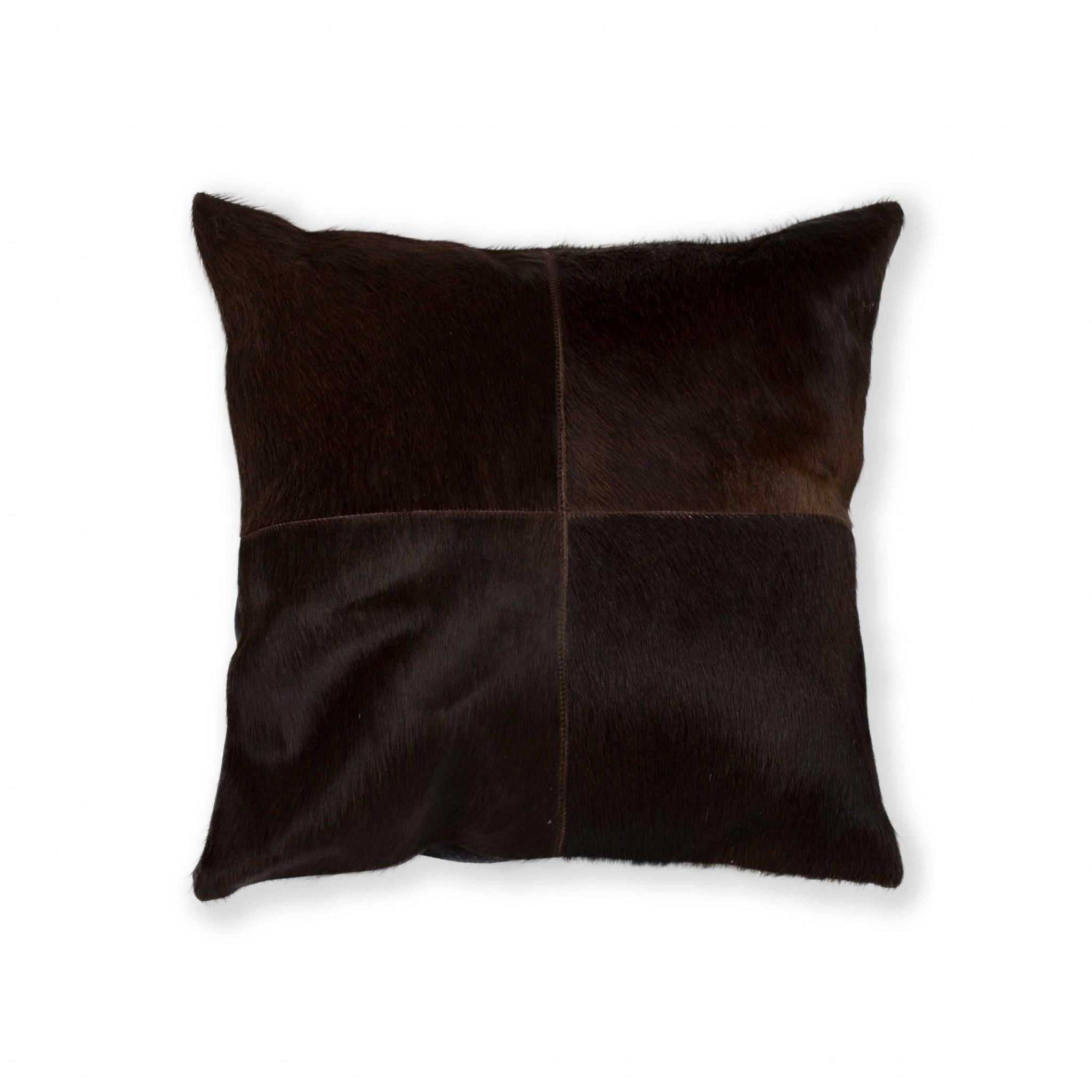 18" Chocolate Brown Cowhide Throw Pillow