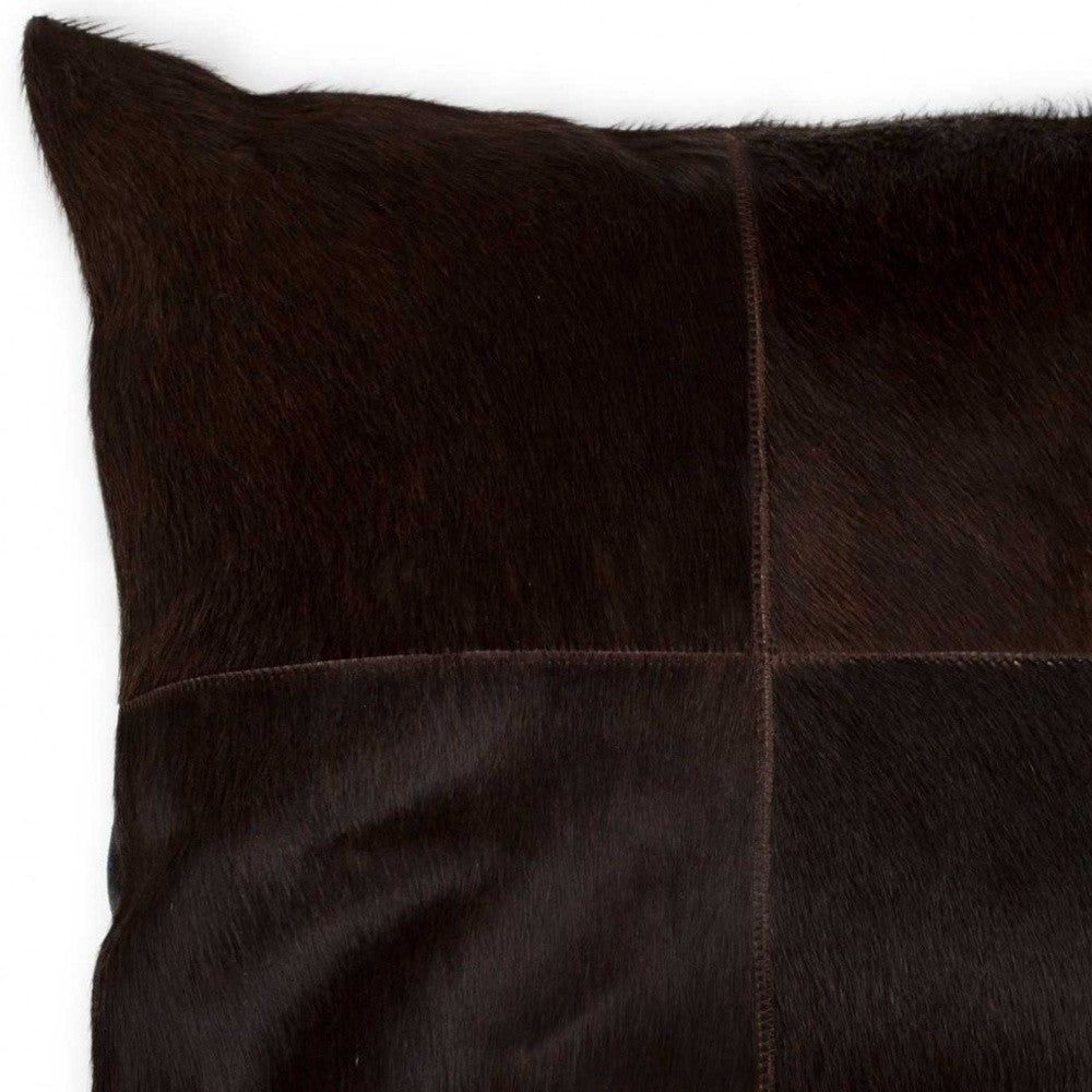 18" Chocolate Brown Cowhide Throw Pillow