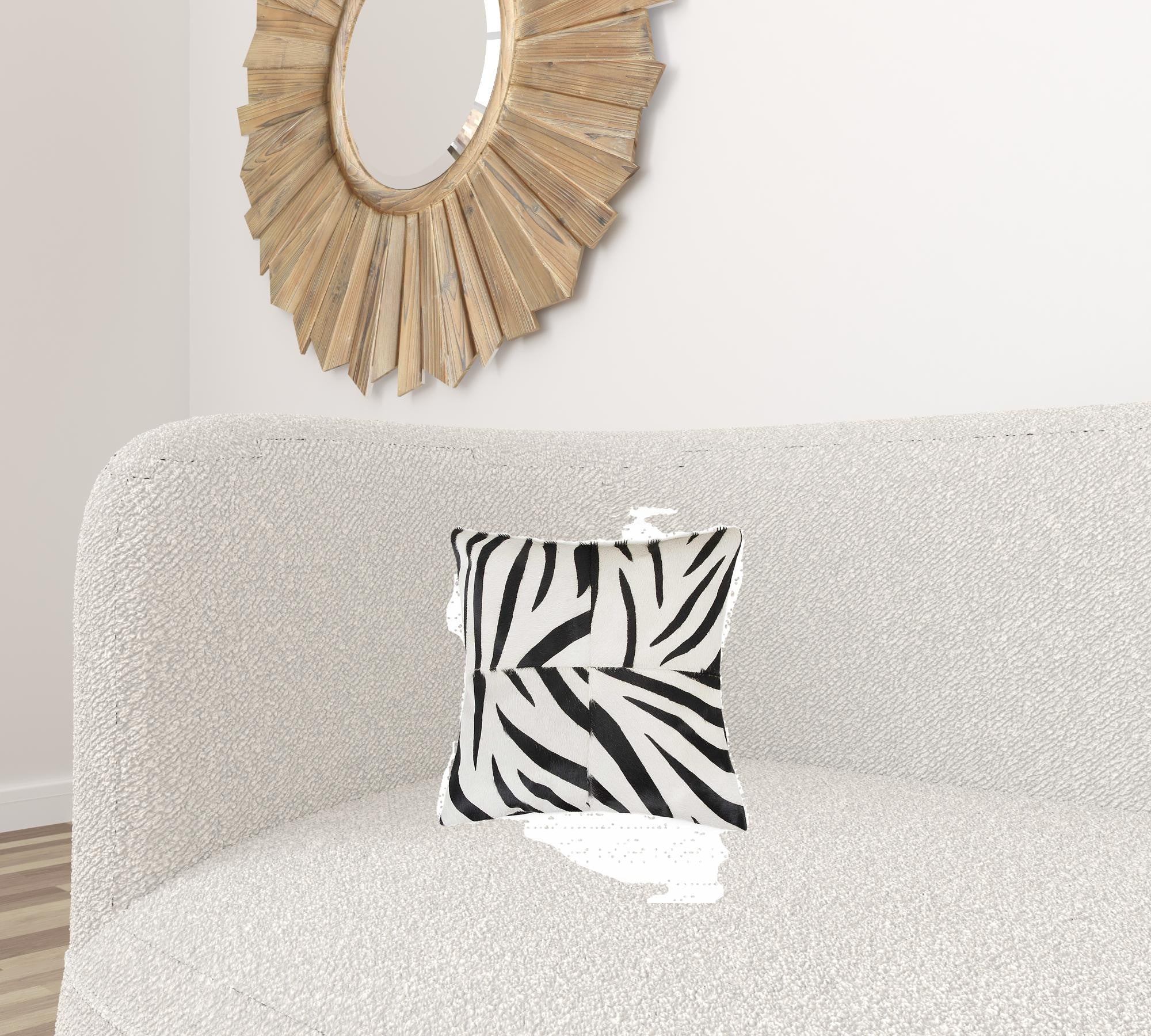 18" X 18" X 5" Zebra Black On White Quattro  Pillow