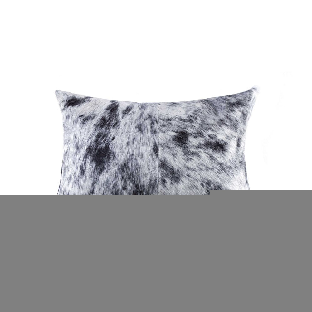 18" X 18" X 5" Salt And Pepper Black And White Cowhide  Pillow