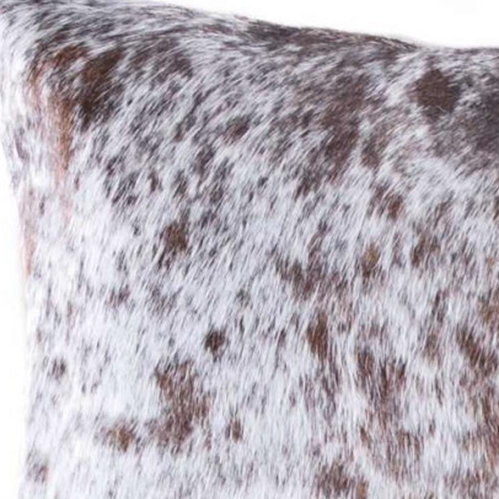 18" X 18" X 5" Salt And Pepper Brown And White Cowhide  Pillow