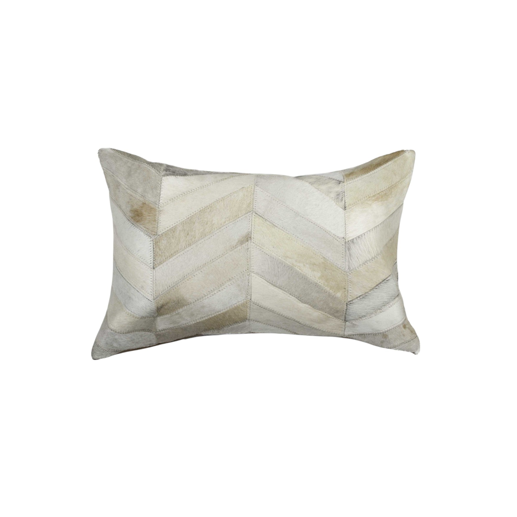 12" X 20" Natural Chevron Cowhide Throw Pillow