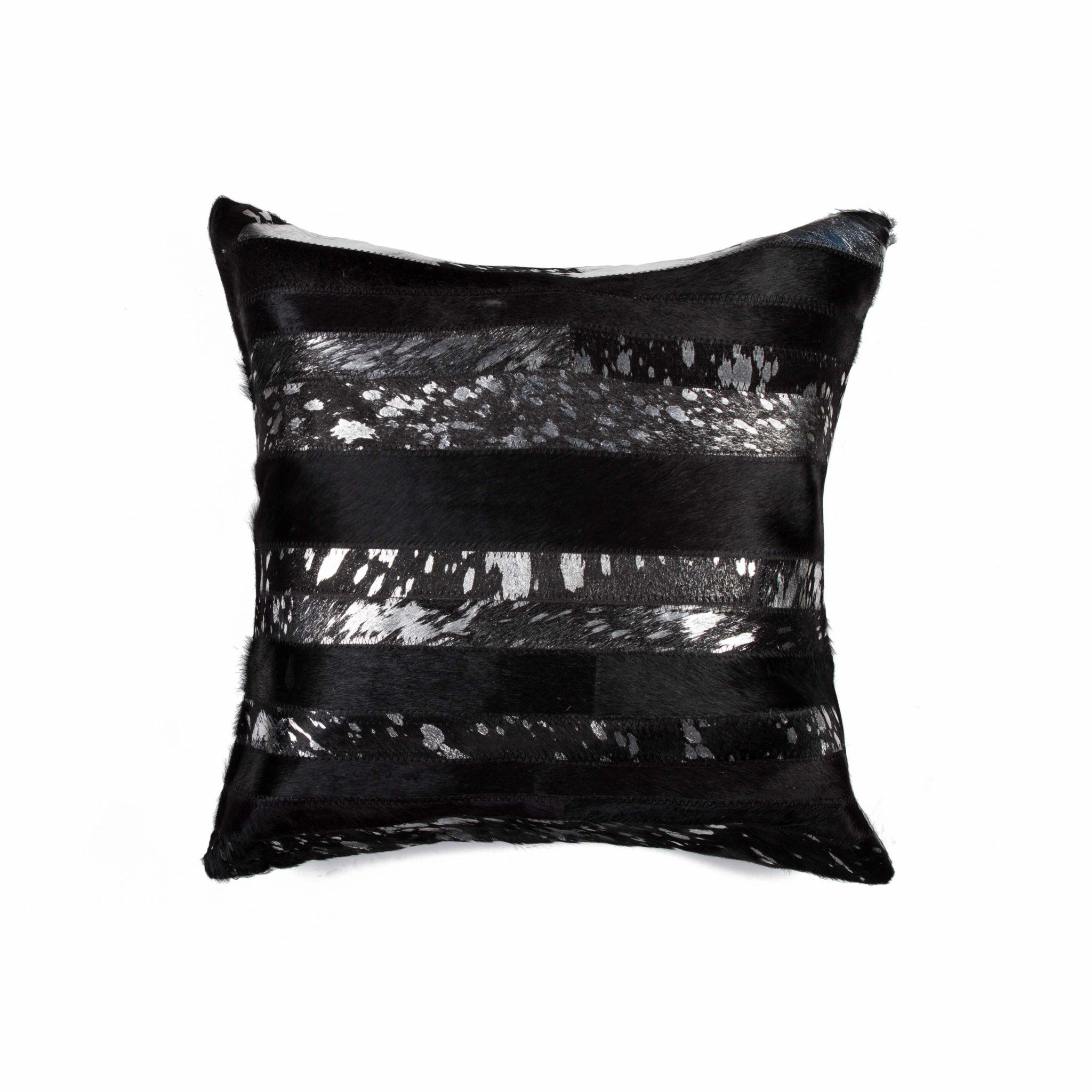 18" X 18" X 5" Black And Silver  Pillow