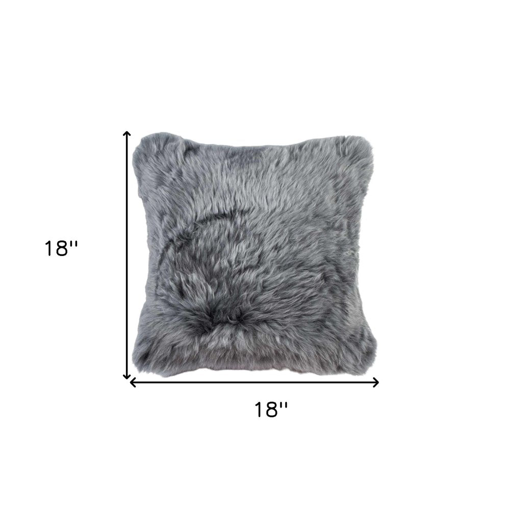 Set of Two 18" Gray Cowhide Throw Pillows
