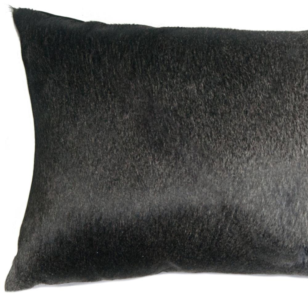 12 X 20 Gray And White Cowhide Throw Pillow