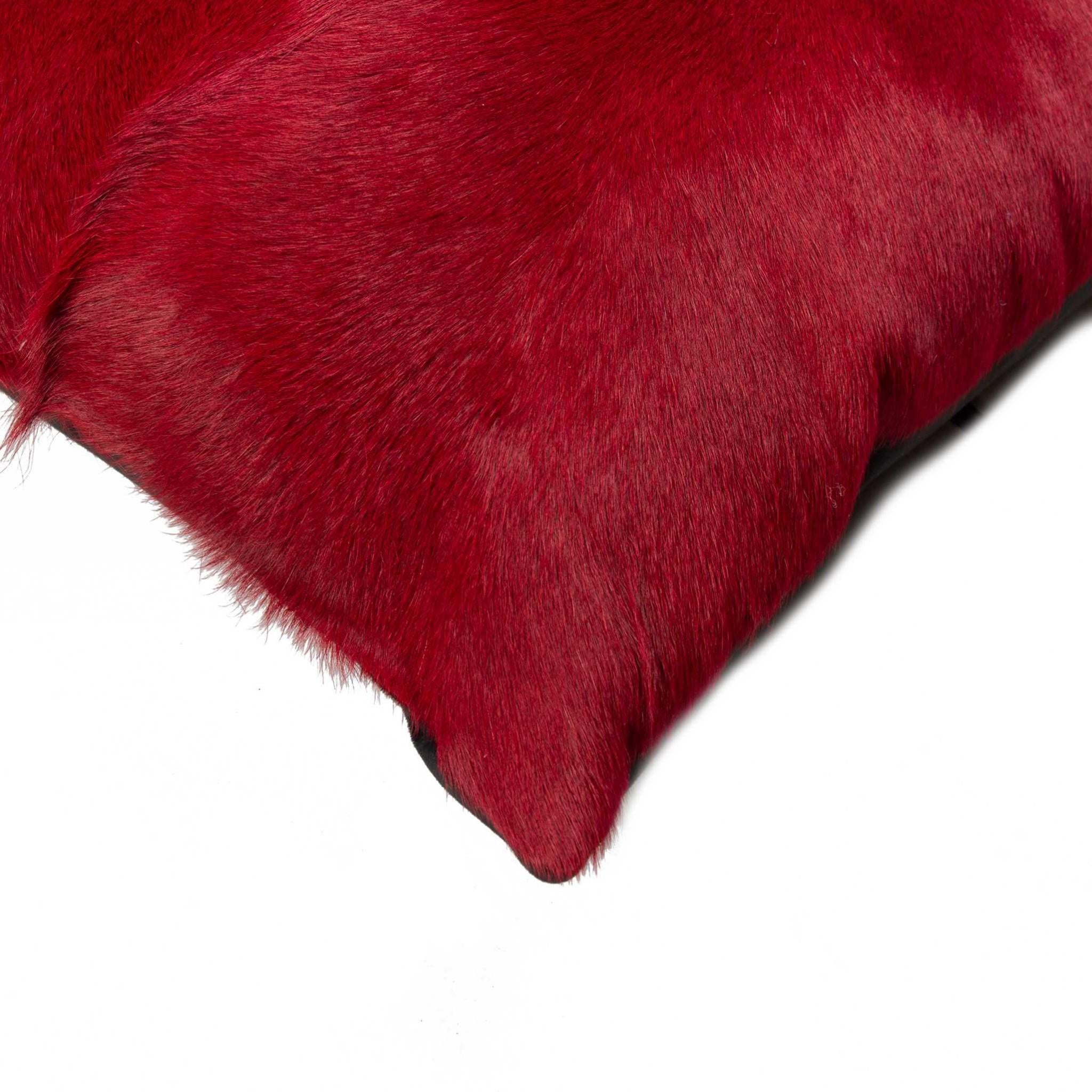 12" X 20" Wine Cowhide Lumbar Throw Pillow