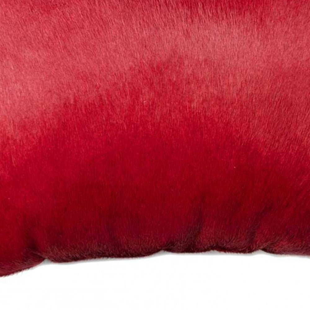 12" X 20" Wine Cowhide Lumbar Throw Pillow