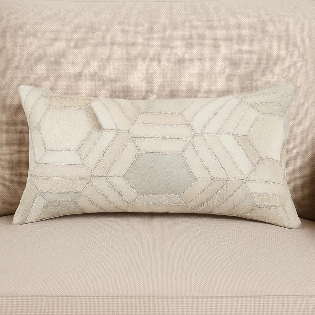 12 X 20 Black And White Cowhide Throw Pillow