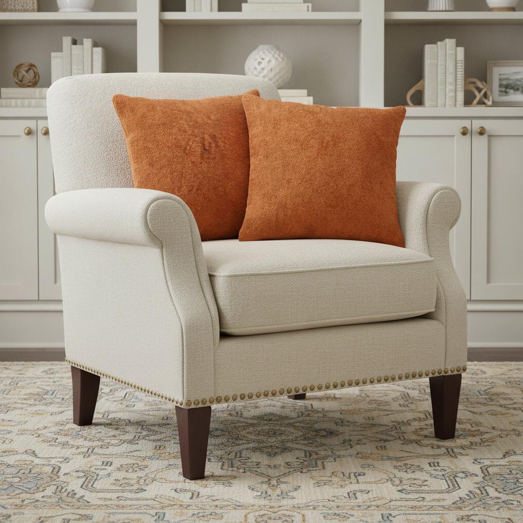 Set of Two 18" Orange Genuine Cowhide Throw Pillows