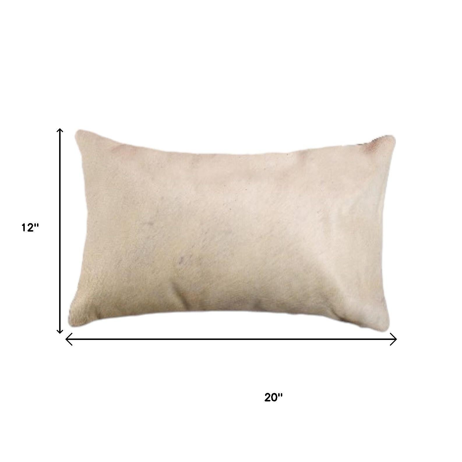 Set of Two 12" X 20" Tan Cowhide Throw Pillows