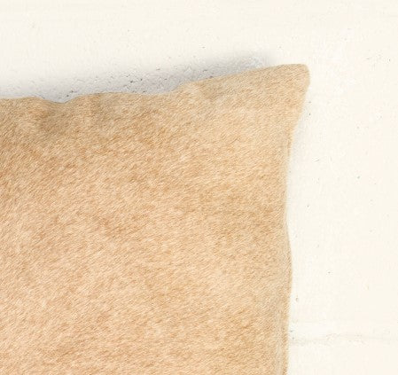 Set of Two 12" X 20" Tan Cowhide Throw Pillows
