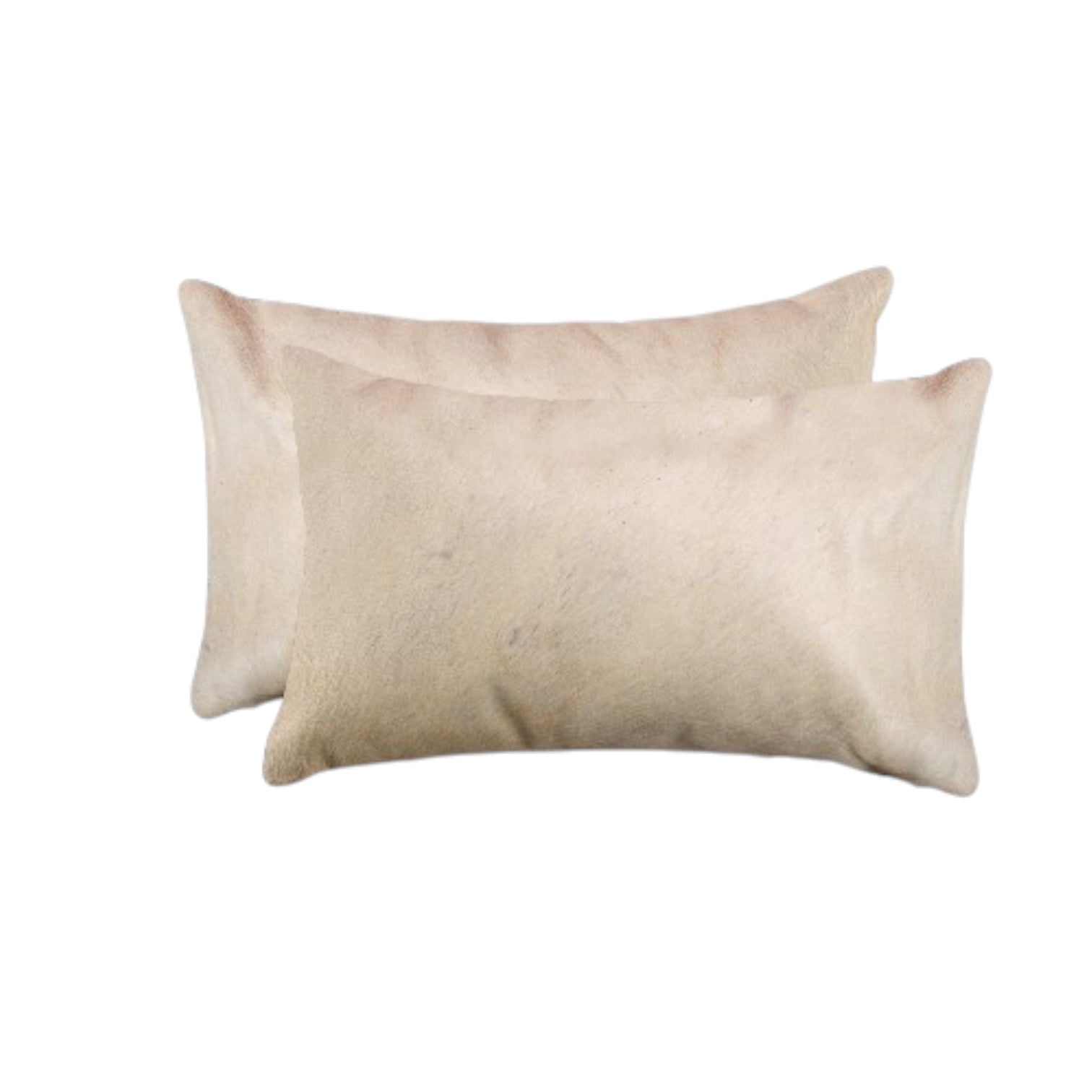 Set of Two 12" X 20" Tan Cowhide Throw Pillows