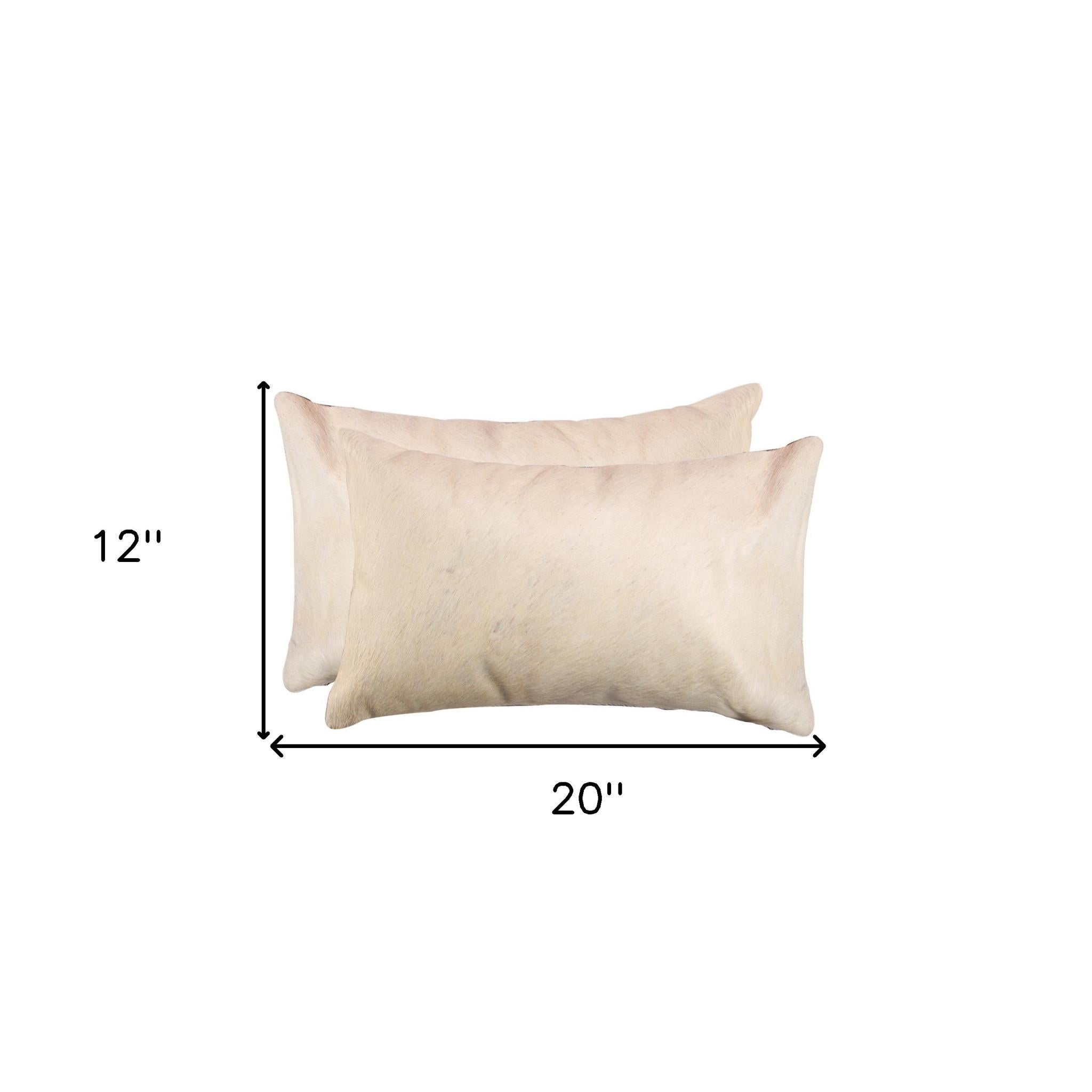 Set of Two 12" X 20" Natural Cowhide Throw Pillow