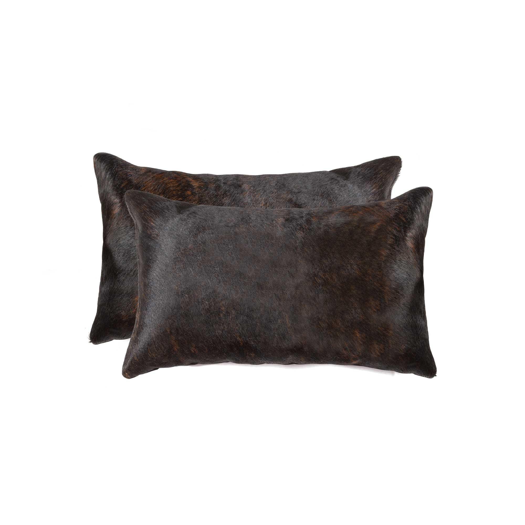Set of Two 12" X 20" Chocolate Cowhide Cowhide Throw Pillows