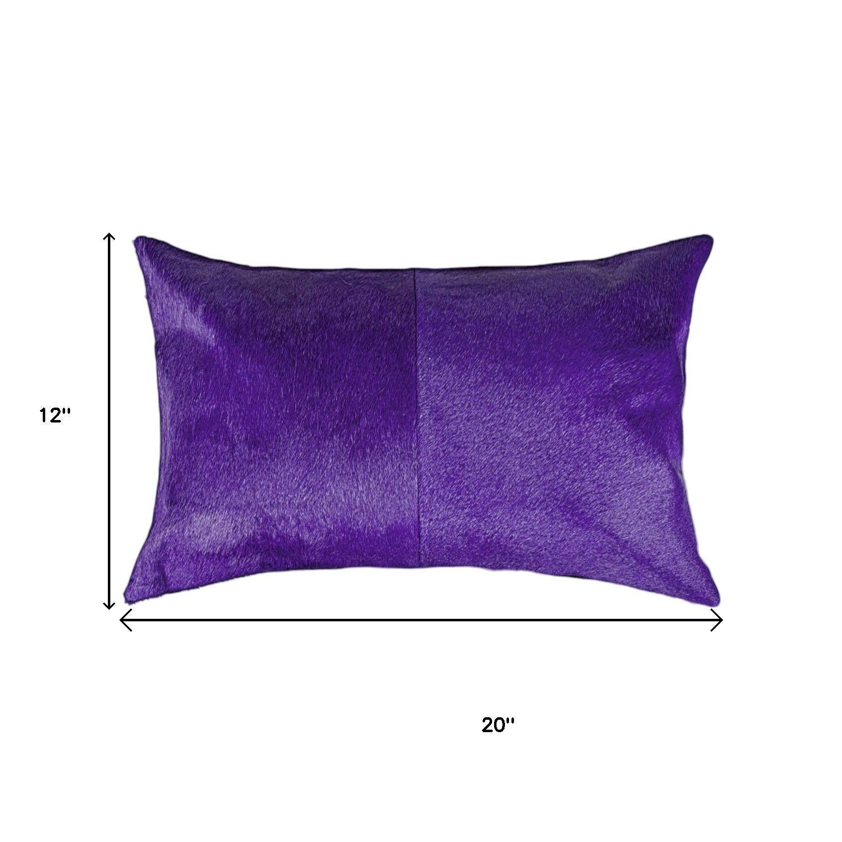12 X 20 Purple Cowhide Throw Pillow