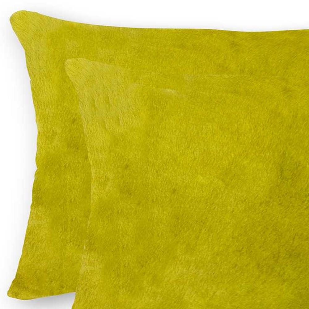12" X 20" X 5" Yellow Cowhide  Pillow 2 Pack
