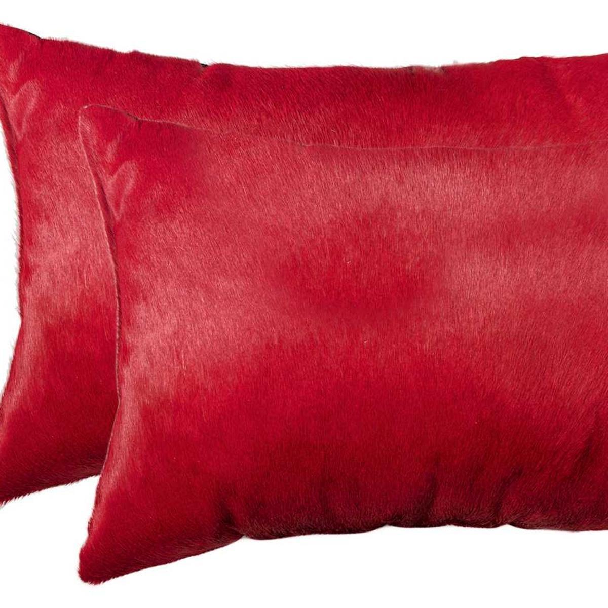 12" X 20" X 5" Wine Cowhide  Pillow 2 Pack